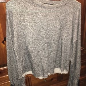 Cropped hoodie with velvet sleeve ties